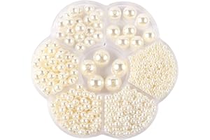 Buer Homie 1150 Perle in ABS Fai Da Te, 3/4/5/6/8/10/12 mm Creazioni per Collane, Decorative Bigiotteria, Plastica per Borse Braccialetti (Bianco)