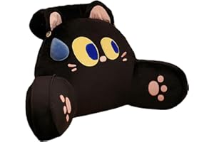 Baketron Chill Wave Kissen Back Cushion, Reading Pillow,bettsessel Rückenlehnenkissen mit Armlehnen und Abnehmbarer Nackenstütze,Kissengeschenke für Ehemann und Freund（Schwarz，50 x 75 cm）