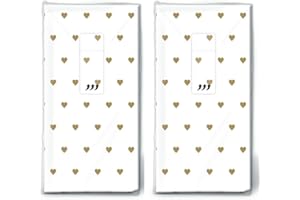 TASCHENTÜCHER BEDRUCKT 20 Taschentücher (2x 10) Kleine Herzen gold/Herzen/Hochzeit/Freudentränen