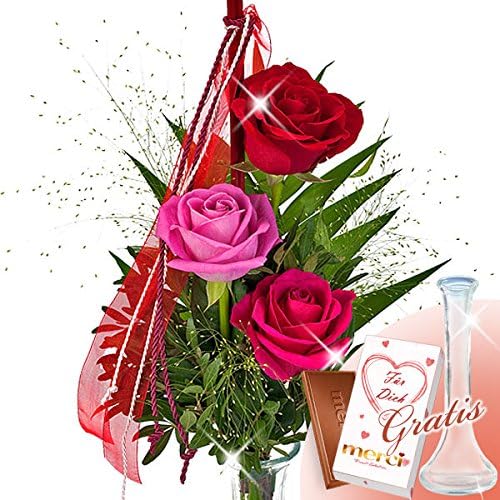 Rose Festival with vase &amp; Merci chocolate