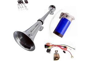 YIYIDA Altavoz de Aire Para Automóviles 24V - Bocina de Barco y Camión de Cromo y Zinc Con Compresor Azul - Para Camiones, Barcos y Más