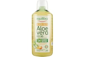 Equilibra Integratori Alimentari, Buon Aloe Vera 95%, Integratore Aloe Vera da Bere Puro o Diluito, Aloin Free, Detox, Pura Polpa, Senza Aggiunta di Acqua, con Succo di Pesca, Senza Glutine, 1 Litro