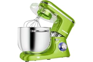 AUMATE Küchenmaschine, 1400 W, 8 L Knetmaschine, Teigmaschine mit Rührhaken, Knethaken, Schneebesen, 6 Geschwindigkeit, Mixer (Fruchtgrün)