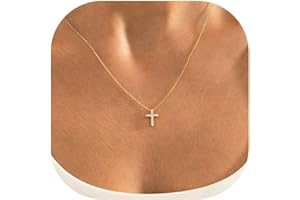 TINGN Collier Croix pour Femme - Collier Croix Plaqué Or 14 Carats Collier Croix en Or Collier Ras du Cou Petite Croix Latérale Colliers Croix en Or pour Femme Bijoux en Or Cadeau pour Femme Fille