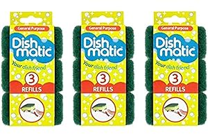 Esponjas Dishmatic de repuesto de color verde muy resistentes, 9 unidades