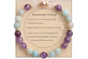 UEUC Healing Stone Bead Bracelet for Women, Natural Gemstones, Balance Protection, Spiritual Crystal Bead Bracelet for Anxiety Relief with Meaning Card