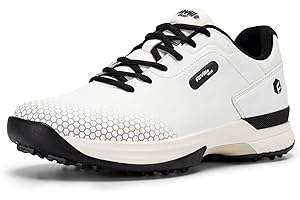 FitVille Extra Weit Golfschuhe für Herren Breit Golfschuh Herren mit Schnürung Atmungsaktiv Trainingsschuh für Golf Grau Weiß Gr.40-49