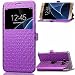 Produktbild Ledertasche Flip Leather View Cover für Samsung Galaxy S7 Edge G9350 Hülle - Yihya Window View PU Leder Folio Schutzhülle Slim Bookstyle Case mit Ständer Halter - Lila (Purple)