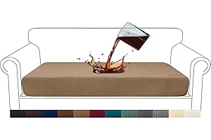 Granbest Premium Water-Repellent Sofa Seat Cushion Covers High Stretch Jacquard Fabric Couch Seat Slipcover Protector for 3 seater sofa (3 seater, Camel)