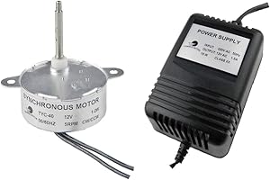 CHANCS TYC-40 12V AC 5RPM Arbre 46mm Moteur synchrone avec Alimentation en Courant - Entrée 220V Sortie CA 12V pour Décoration de Noël