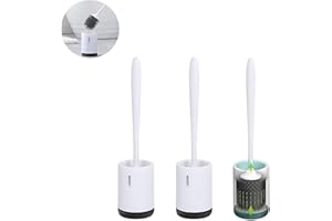 MEKEET Brosse de Toilette Brosse WC en Silicone Antibactérienne balayette WC Ensemble Brosse de Toilettes à Manche Long avec Support Hygiénique (Flooring-2 Pack)