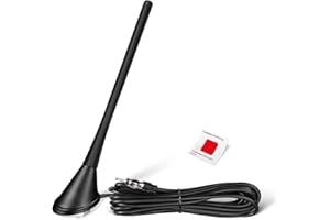 Eightwood Car FM AM Radio Aerial Universal Roof Mount Car Stereo Antenna DIN Adapter with 5m Extension Cable for Vehicle Auto Truck SUV Radio Stereo Receiver Tuner