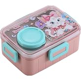 Vagonlife Bento 600ml Yeni Lunchbox Serisi Sevimli Desenli Tek Katlı B&ouml;lmesiz Mini Sosluklu Sızdırmaz Paslanmaz &Ccedil;elik Sefer T