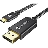 USB C to DisplayPort Cable, WARRKY Thunderbolt 3 to DP Adapter (4K@60Hz, 2K@165Hz), [Gold-Plated Plug, Nylon Braided] Compati