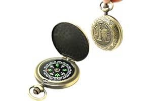 JTKREW Brújula retro de aleación de zinc - Brújula de marcha clásica y portátil con pantalla fluorescente para senderismo, camping, equitación - Equipo y herramienta de supervivencia - Idea para regalo
