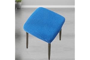 ZZDZW Dressing Table Stool Cover Velvets Elastic Stool Chair Seat Cover Stool Dust Cover Stretch Stool Cover Retro Square Stool Covers for Dining Room (Color : Grey blue, Size : 1pc)