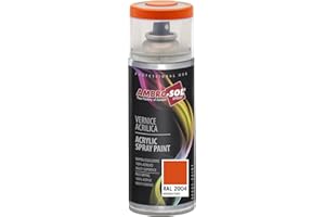 AMBRO-SOL - Pintura acrílica en spray, color Naranja Puro, RAL 2004, resultado profesional en múltiples superficies, exteriores e interiores, 400 ml