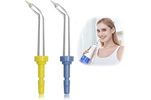 BRILEZE 2 puntas de repuesto para Waterpik Water Flosser Tips Dental Oral Irrigator Jet Cabezales de repuesto Periodontal Pocket Plate Remover Herramienta de limpieza dental para limpiar implantes dentales,