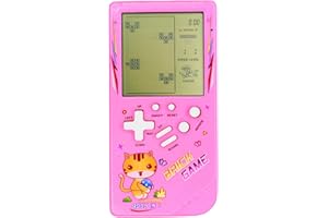 TAQY Modèle de Chat Mignon Bloquer la Console de Jeu 23 Jeux de Briques Mini Machine de Jeu rétro Console de Jeux pour Enfants Cadeaux nostalgiques Jouet de Puzzle Appareil de Jeu Portable (Pink)