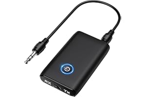 ‎OQIMAX OQIMAX Bluetooth Adapter, Bluetooth 5.3 Transmitter Klinke 2 in 1 Audio Sender und Receiver, 3,5mm Klinke Musik Sender Empfänger, Kompatibel mit Kopfhörer, Lautsprecher, Fitnessstudio, TV, Flugzeug