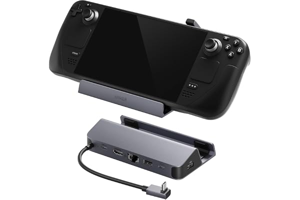 Anker Station de Recharge pour Steam Deck/ROG Ally, Station de Recharge 6-en-1, hub USB C avec HDMI 4K@60Hz, Ethernet 1 Gbps, 2 Ports USB A et 1 Port USB C, Recharge Rapide 100W, et Bien Plus Encore.