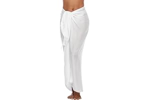 SHU-SHI - Sarong/paréo - pour femme - look de plage - à porter au-dessus du maillot de bain - taille unique - blanc
