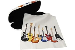 agifty Brillenetui mit Putztuch Geige Gitarre Noten - Schönes Geschenk für Musiker