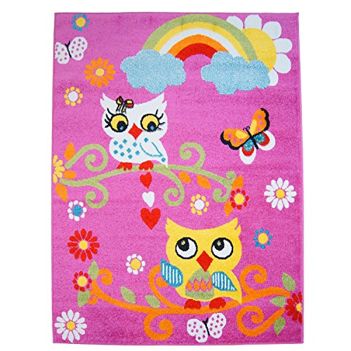 Kinder Teppich Play Eule bunt Pink Creme Gelb Grün Orange Türkis Rot Öko Tex versch Größen, Moda:80 x 150 cm - 2