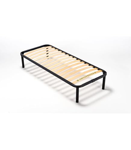Sommier Lattes Bois 90x200cm - Structure Acier Renforcé - 24 Lattes Hêtre - Hauteur 35cm