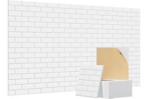 TONOR Ziegeltyp Akustikpaneele selbstklebend, 18 St.30x30x0,9cm Schalldämmung Schallschutzplatten, Wandpaneele selbstklebend für Akustische Behandlung und Wanddekoration in Wohnzimmer, Room, Weiß