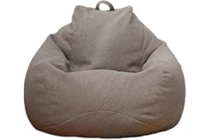 Highdi Pouf Poltrona Sacco Bambini & Adulti Bean Bag Fodera per Sacco di Fagioli per Decorazione della Soggiorno Camera Giardino Salotto Balcone, Senza Ripieno (Marrone lino,90x110cm)