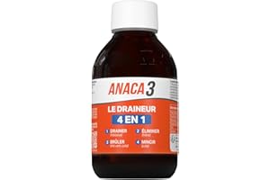 ANACA 3 - Draineur 4 En 1 - Complément Alimentaire - Renforce L'Organisme & Aide À Brûler Les Graisses - Thé Vert, Cola, Hibiscus & Minéraux - Programme Minceur 10 Jours - Fabriqué En France - 250ml