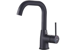 HOGART Wasserhahn Bad, Waschtischarmatur schwarz, Armatur Waschbecken, Waschbeckenarmatur, Mischbatterie, Wasserhahn Küche, Waschbecken Armaturen Hoch, Badamatur für Waschbecken, 360° Drehbar