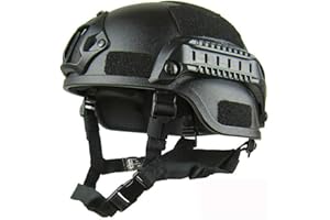 AMUSINGTAO TXYFYP Táctico Casco, Mich 2001 Acción Versión Táctico Casco con Nvg Montaje y Lado Rieles para Exterior Airsoft Paintball Juego - Negro, 27.5x25x18 cm