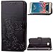 Galaxy J5 Prime Leather Case,Galaxy J5 Prime Floral Wallet Case,Leeook Card Slots Pu Leather Magnetic Closure Bookstyle Elegant Retro Pressed Flower Strap Flip Wallet Proective Case Cover with Stand for Samsung Galaxy J5 Prime+1x Black Stylus-Flower,Black