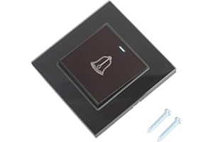 TOOTHBACE Sonnette, Interrupteur de Sonnette de Porte,Panneau en Verre trempé Sonnette Murale Porte Sonnette Interrupteur Bouton Poussoir 220~250 V appareils d'hôtel à Domicile avec vis