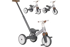 Olmitos - Triciclo Evolutivo bebé Fox 5 en 1 – Bici de Equilibrio y Pedales para Niños de 18 Meses a 3 Años - Seguro y Divertido Triciclo Sin Pedales, Bicicleta Bebe, Práctico y Seguro (Gris)