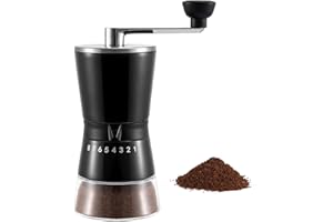 Vzaahu Molinillo de Café Manual con Grosor Ajustable de 8 Niveles Fresa de Cerámica Cónica Negra Molino Portátil para Viajes de Oficina en Casa