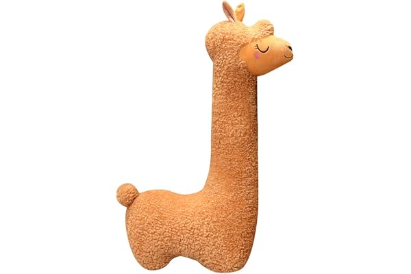 100 cm - Doudou alpaga à long cou - Peluche douce en alpaga - Peluche douce - Peluche à col long - Jolie peluche d'alpaga - Coussin de canapé - Poupées remplies de dessin animé (marron, 100 cm)