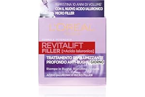 L'OREAL PARIS L'Oréal Paris Crema Viso Giorno Revitalift Filler, Azione Antirughe Rivolumizzante con Acido Ialuronico Concentrato, 50 ml