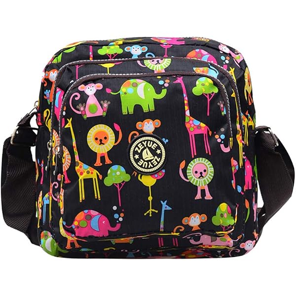 Borsa A Tracolla Donna Floreale | Piccola Borsa Per Cellulare 19x13 Cm In Nylon Leggero | 4 Tasche Con Cerniera Per Shopping E Viaggio