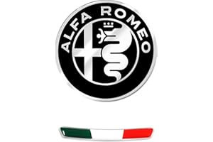 Quattroerre Lot d’autocollants logo Alfa Romeo 51 mm + drapeau pour intérieur Giulia et Stelvio