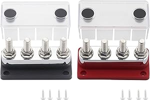 Gloaso Sammelschiene 12V-48V 600A Kupfer Busbar Verteilerblock mit 4x M10 Klemmleisten - Heavy Duty Bus Bars DC Batterie Sammelschienen für Kfz LKW Wohnmobil Boot Marine Solar - 2-Pack