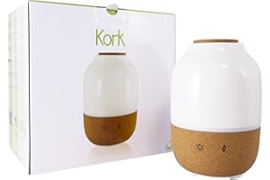 Gisa Wellness - KORK- Diffusore di Aromi ad Ultrasuoni - 130ml - Per Aromaterapia e Cromoterapia - Stile Nordico - Ideale per Soggiorni o Uffici