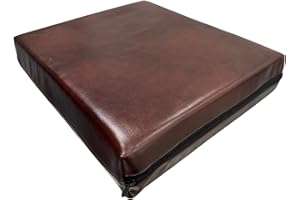Top Style Collection Dark Brown Faux Leather Fabric Seat Cushions for Sofa Dining Games Office Chair Seat Pads Replacement Memory Foam Insert (20” x 20” x 3”)