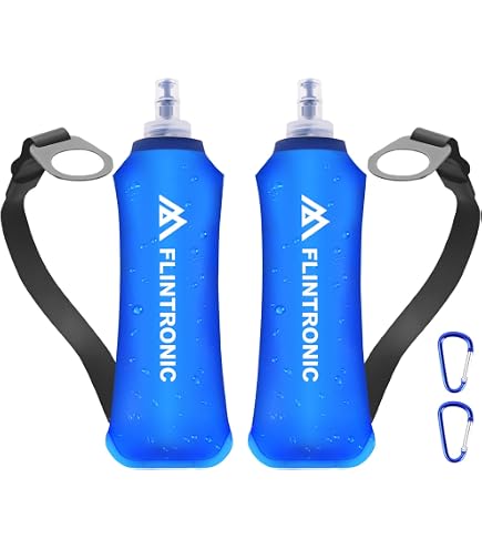 Gourde Pliable 700ml - Lot De 3 (blanc, Noir, Bleu) - Avec Mousqueton, étanche - Pour Sport, Randonnée, Voyage