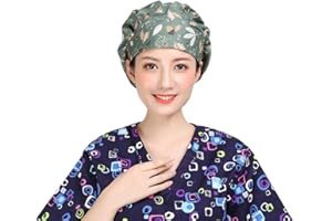 TENDYCOCO Surgical Cap Dragonfly Cotton Pattern Printed Scrub Surgery Hat Beanie Skull Nurse Cap for Women
