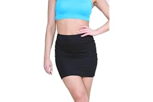janisramone® Women's Mini Skirts, Elasticated Micro Skirt, Y2k Bodycon High Waist Mini Skirt, Plain Pencil Stretchy Sexy Skirt