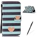 Produktbild Feeltech Samsung Galaxy S6 Hülle,Samsung Galaxy S6 Magnet Leder Wallet Cover,Elegant Soft PU Kartenfach Extra Dünn Tasche Bunte Relife-Muster [Stand Funktion] Karte Halterung Klapp hülle Flip Book Design Case Flexible TPU Ultra Slim Inner Bumper Tasche mit Landyard [Free Stylus] für Samsung Galaxy S6 - Streifen Herz