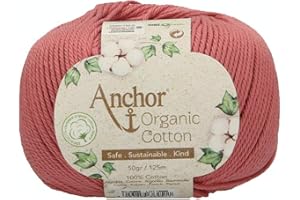 Anchor Algodón orgánico, 50 g, grosor: 4, presentación: hilo de ganchillo rosa vintage de 125 m